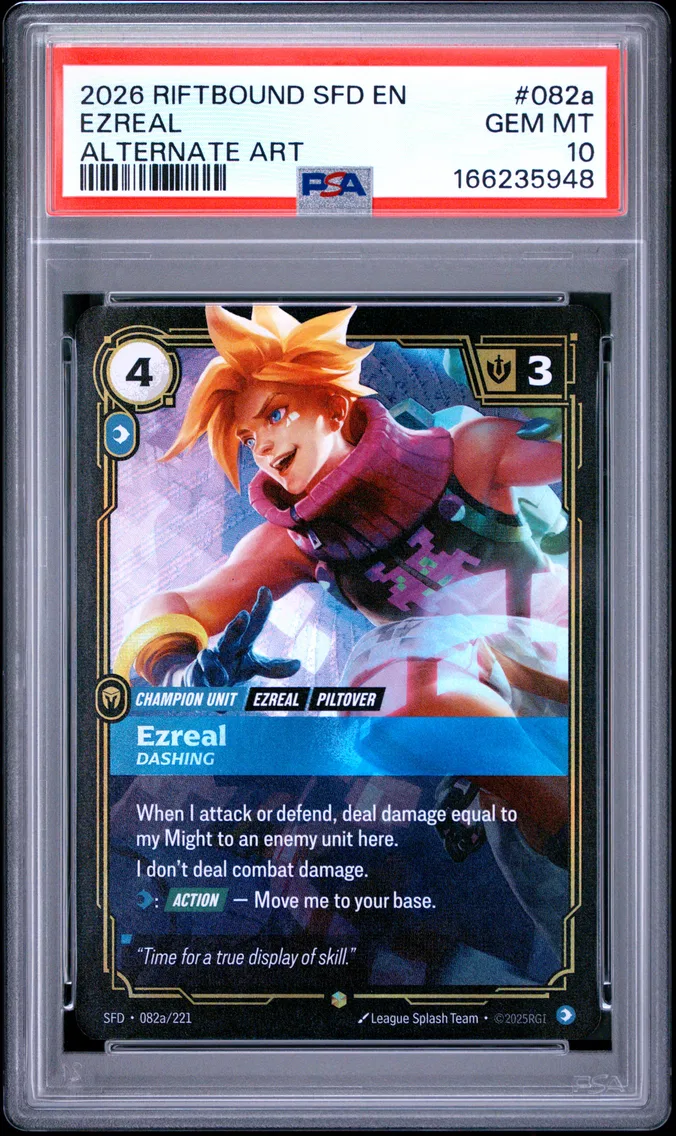 2026 #082a Ezreal - Dashing PSA 10 Riftbound: League of Legends Sfd-Spiritforged