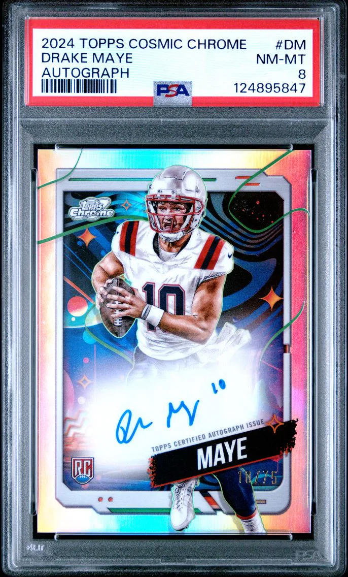 2024 #DM Drake Maye PSA 8 Topps Cosmic Chrome Cosmic Chrome Autographs