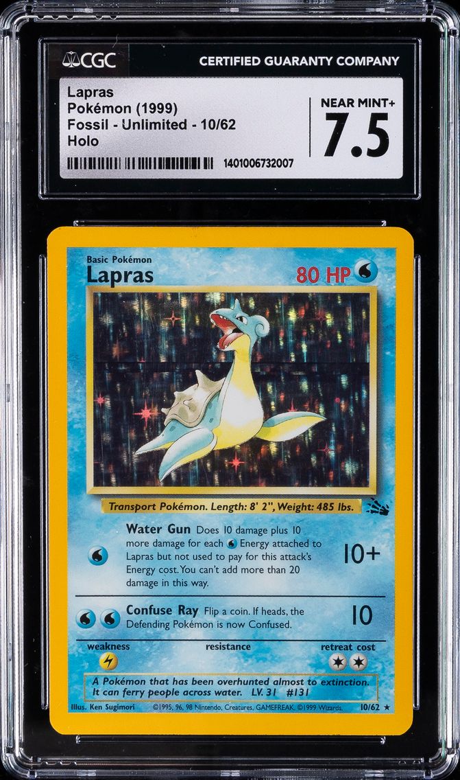 1999 #10 Lapras-Holo CGC 7.5 Fossil Pokemon