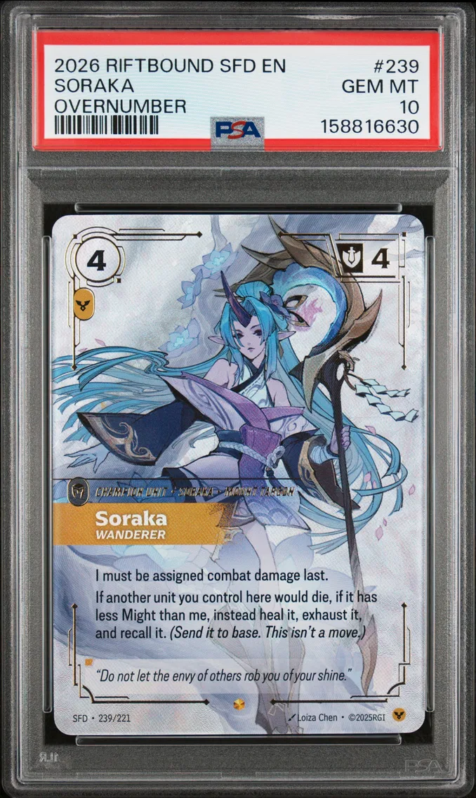 2026 #239 Soraka - Wanderer PSA 10 Riftbound: League of Legends Sfd-Spiritforged