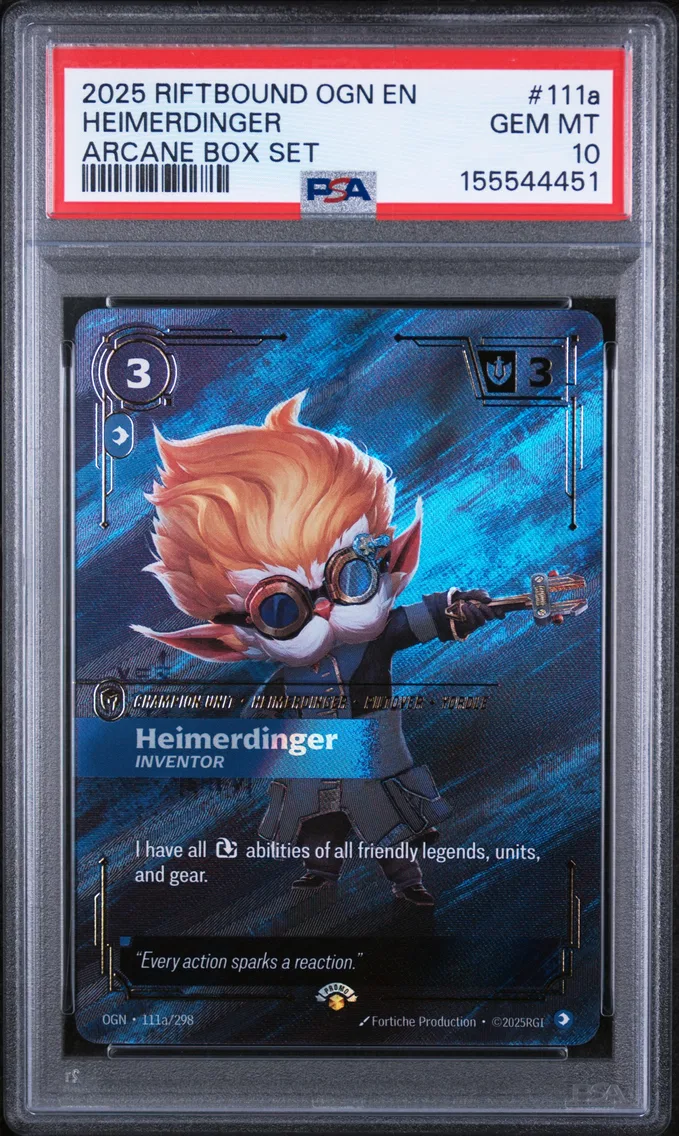 2025 #111a Heimerdinger - Inventor PSA 10 Riftbound: League of Legends Ogn-Origins