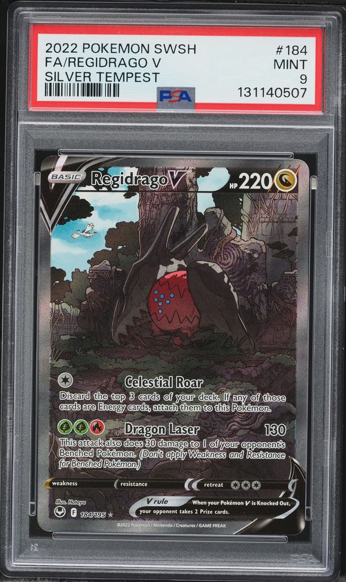 2022 #184 Full Art/Regidrago V PSA 9 Sword & Shield Silver Tempest Pokemon
