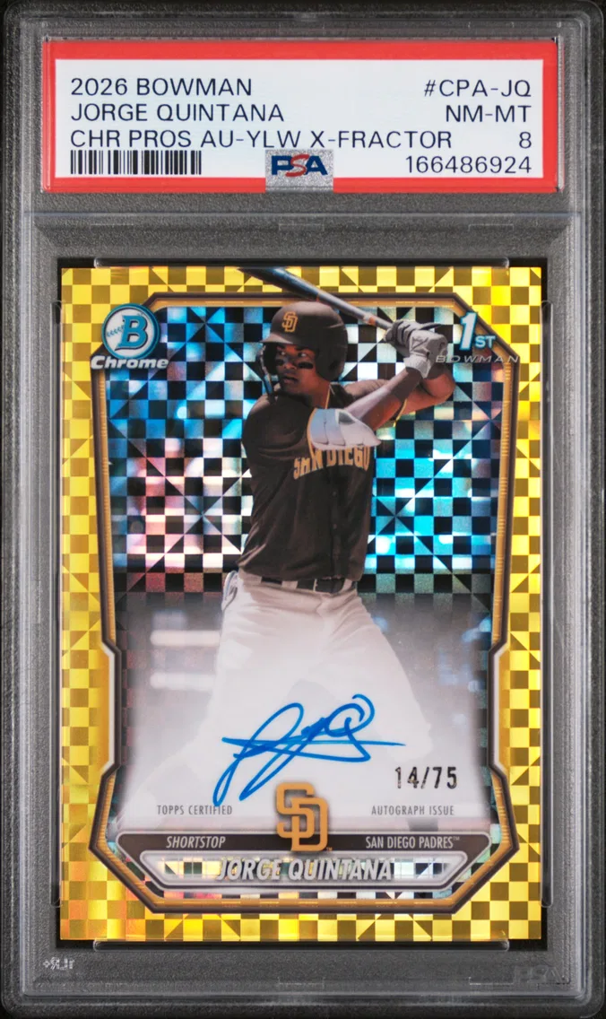 2026 #CPA-JQ Jorge Quintana PSA 8 Bowman Chrome Prospect Autographs