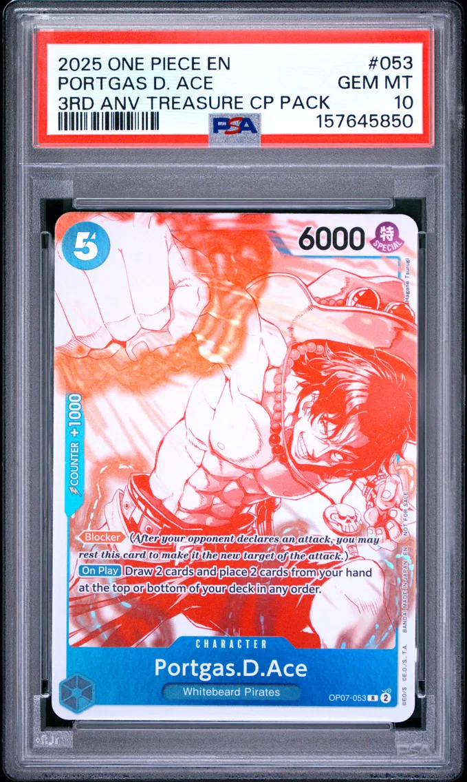 2025 #053 Portgas D. Ace PSA 10 One Piece 3rd Anniversary! One Piece Card Treasure Campaign Pack