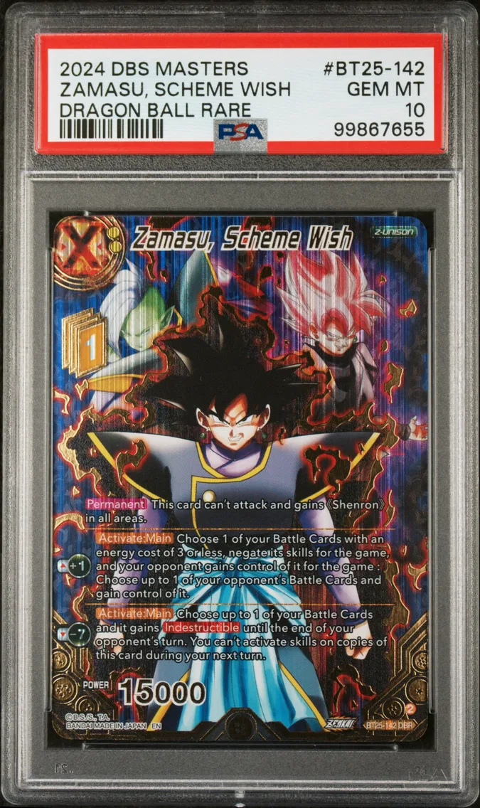 2024 #BT25-142 Zamasu, Scheme Wish PSA 10 Dragon Ball Super Card Game Masters Series 25 Legend of the Dragon Balls
