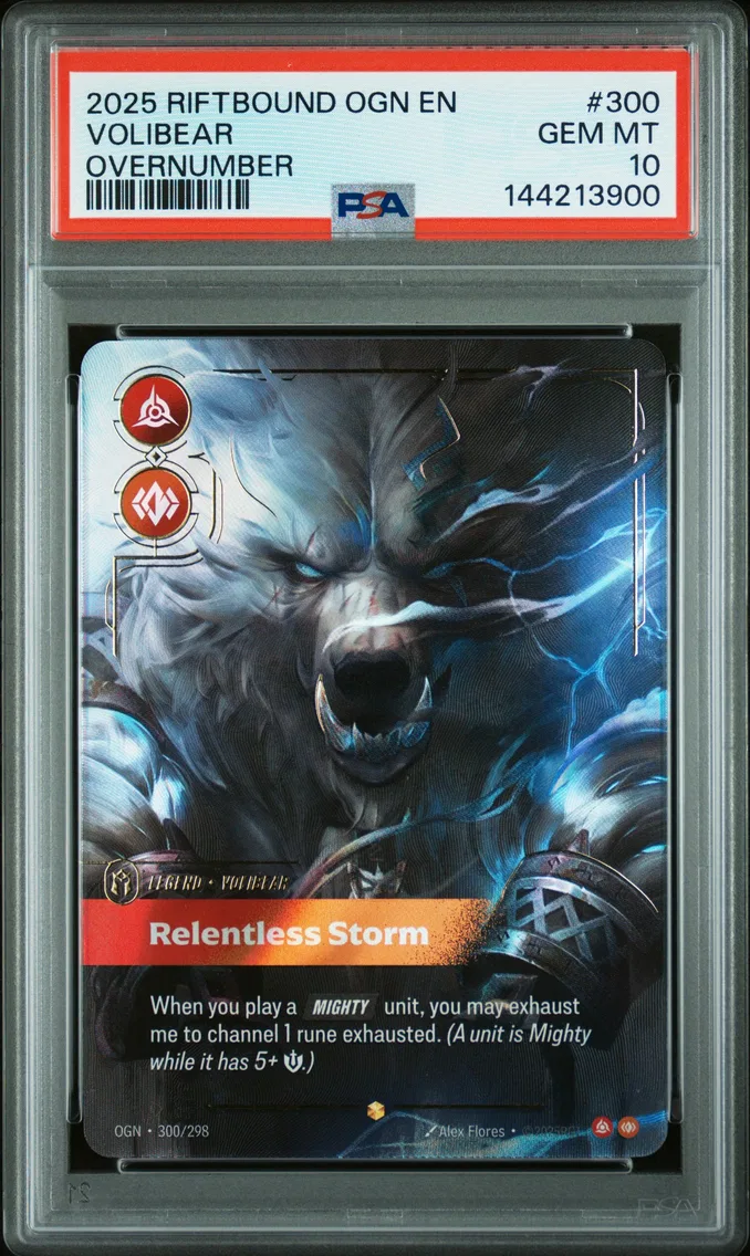 2025 #300 Volibear - Relentless Storm PSA 10 Riftbound: League of Legends Ogn-Origins