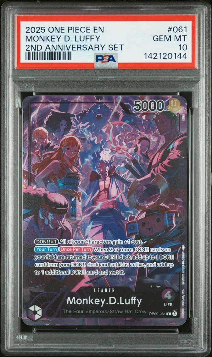 2025 #061 Monkey D. Luffy PSA 10 One Piece English Version 2nd Anniversary Set