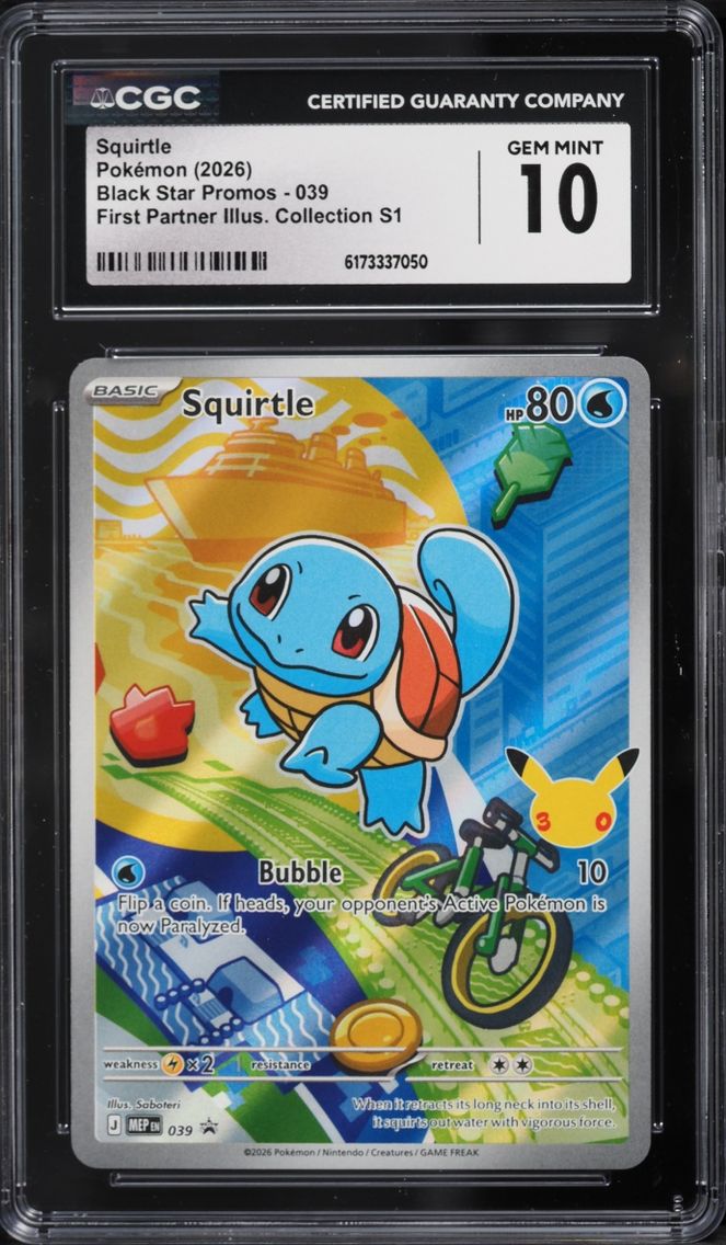 2026 #39 Squirtle CGC 10 Pokemon Mega Evolution Promo First Partner Illustration Full Art