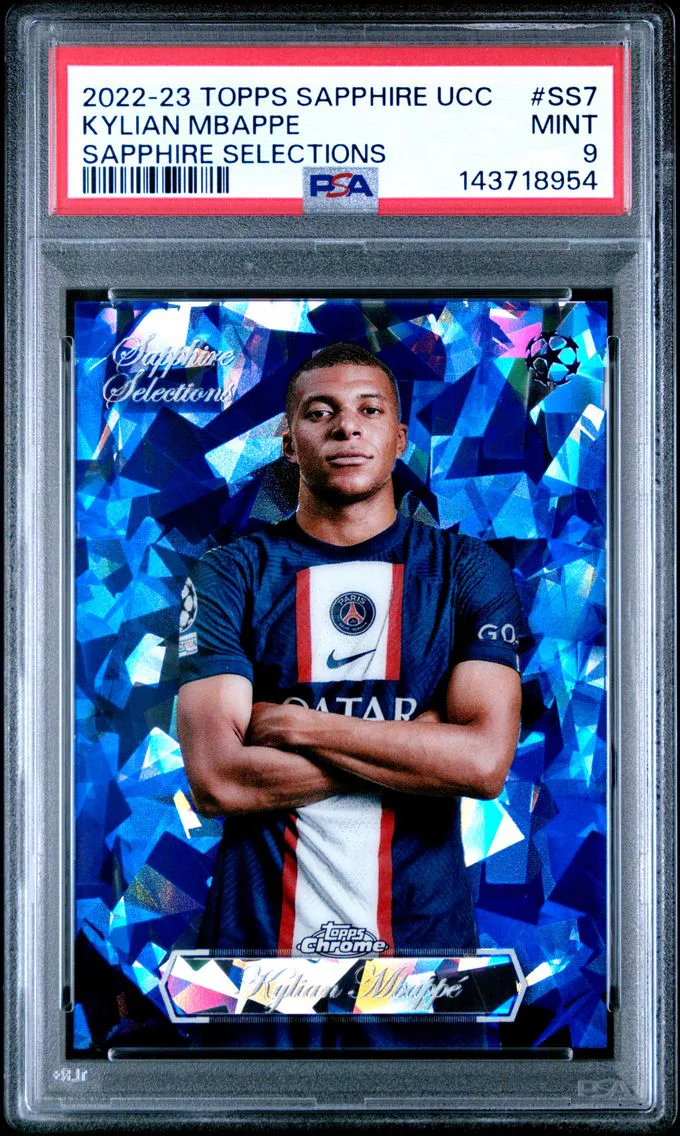 2022 #SS7 Kylian Mbappe PSA 9 Topps Chrome Sapphire Edition UEFA Club Competitions Sapphire Selections