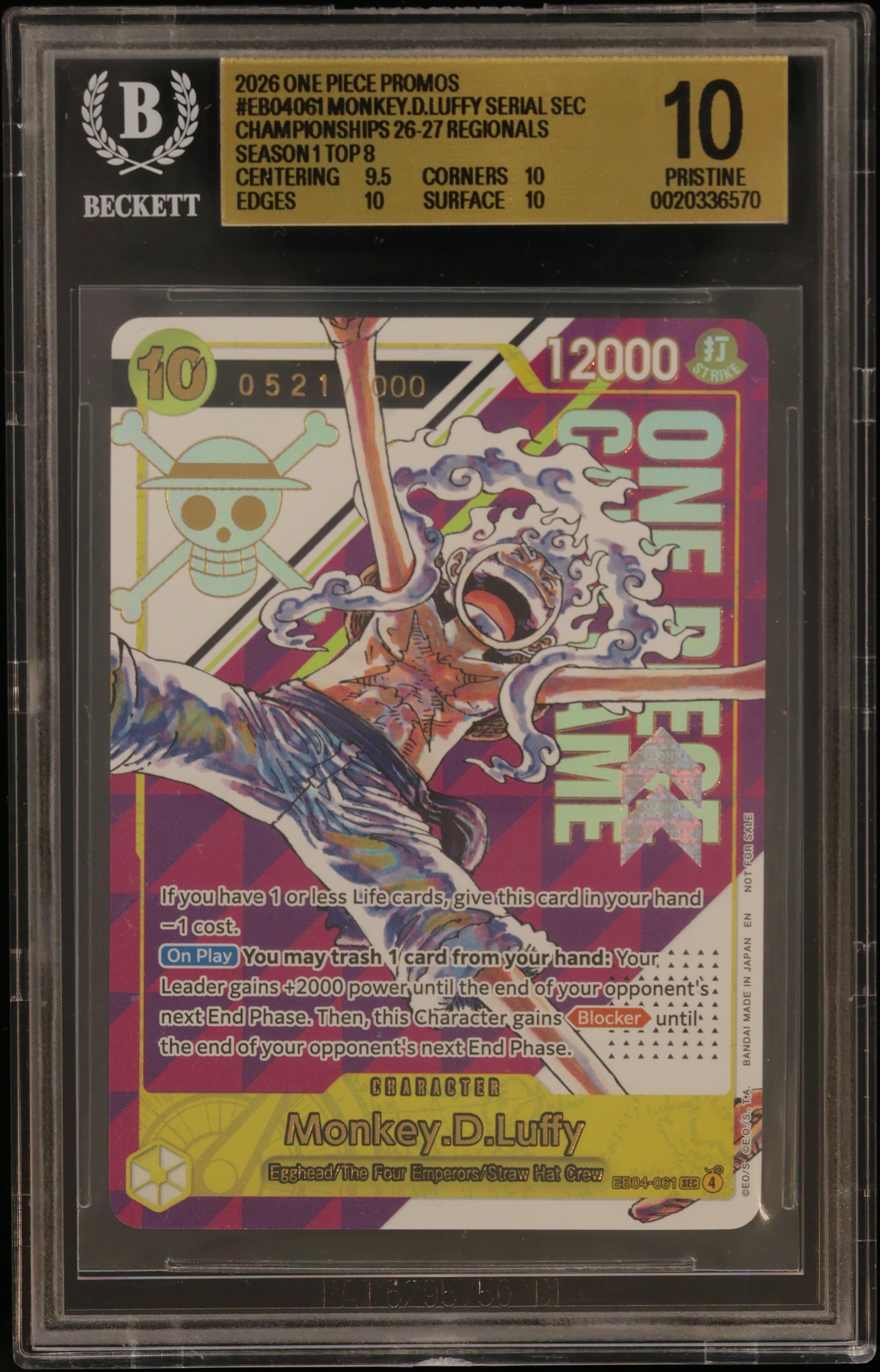 2026 #061 Monkey D. Luffy Serial Championship 26-27 BGS 10