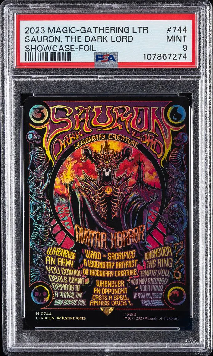 2023 #744 SAURON, THE DARK LORD PSA 9 MAGIC THE GATHERING TALES OF MIDDLE-EARTH | SHOWCASE-FOIL