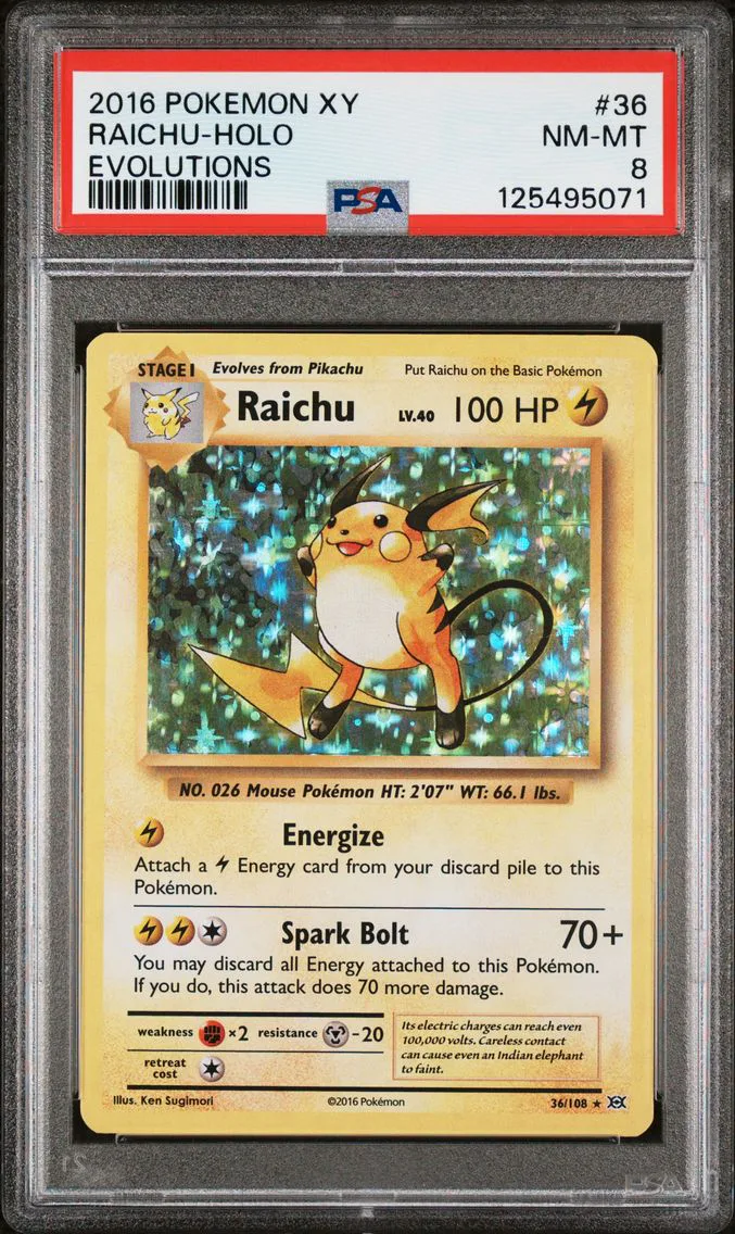 2016 Pokemon XY Evolutions Raichu-Holo XY Evolutions #36 PSA 8