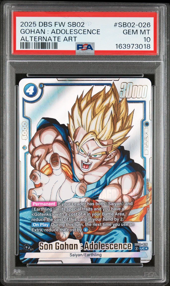 2025 #SB02-026 Son Gohan : Adolescence PSA 10 Dragon Ball Super Card Game Fusion World Manga Booster 02