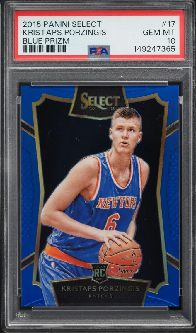 2015 #17 Kristaps Porzingis Blue Prizm PSA 10 Select Blue Prizm Kristaps Porzingis ROOKIE /249