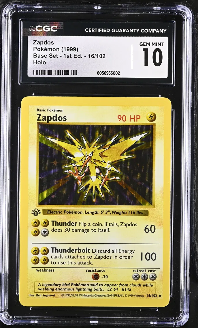 1999 Base Set - 1st Edition - English Zapdos #16 CGC 10