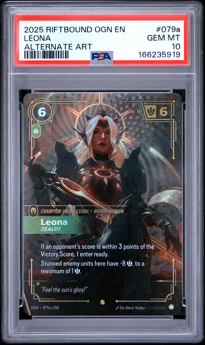 2025 #079a Leona - Zealot PSA 10 Riftbound: League of Legends Ogn-Origins
