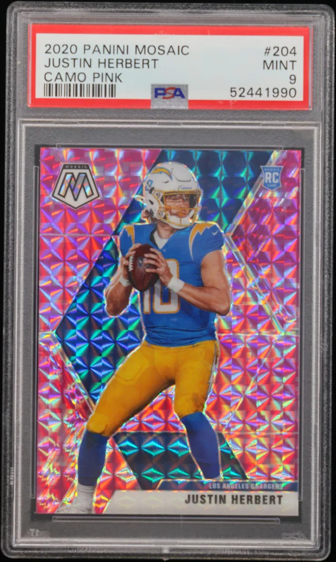 2020 #204 Justin Herbert PSA 9 Panini Mosaic