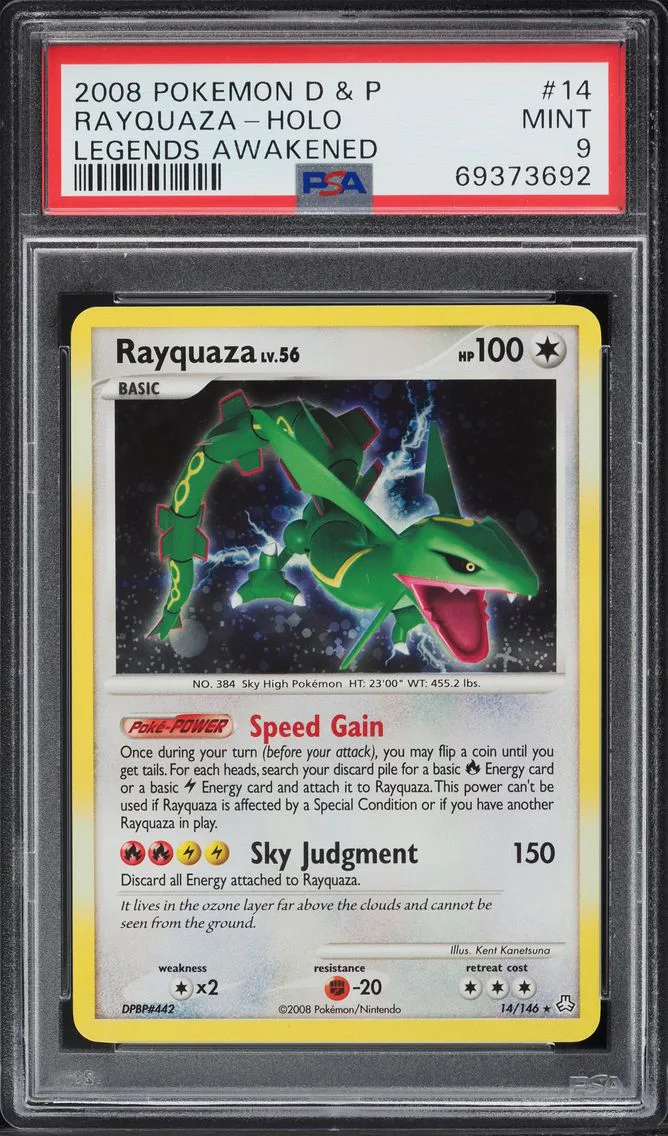 2008 #14 RAYQUAZA PSA 9 POKEMON DIAMOND & PEARL LEGENDS AWAKENED HOLO