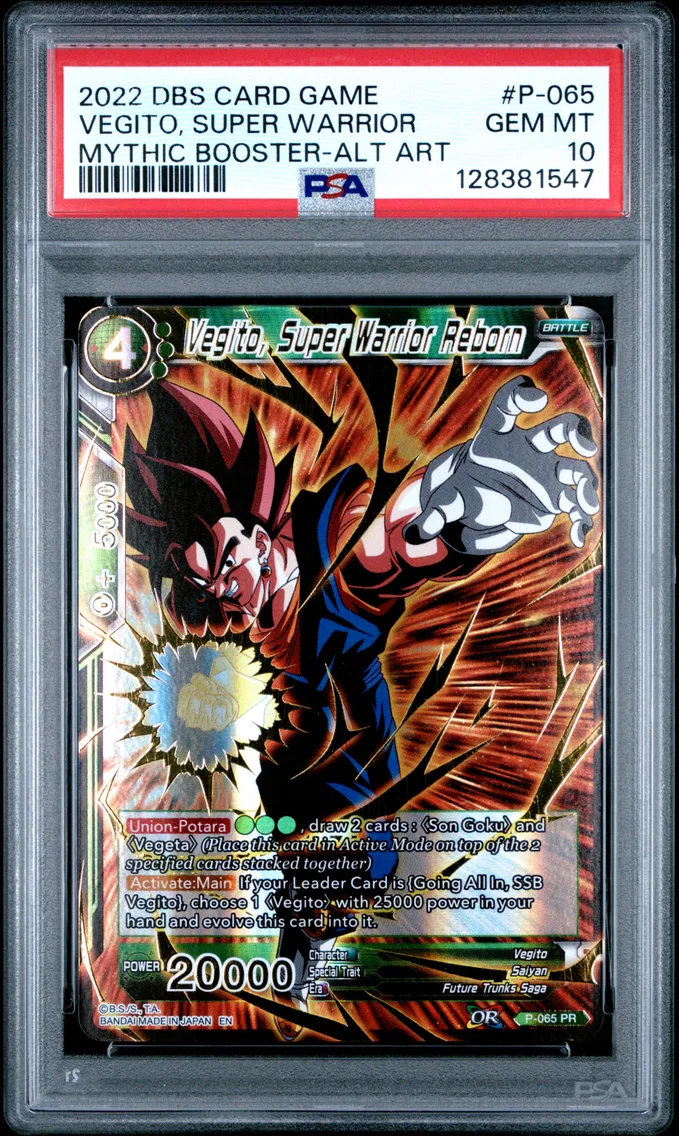 2022 #P-065 Vegito, Super Warrior Reborn PSA 10 Dragon Ball Super Card Game Mythic Booster
