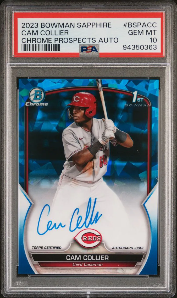 2023 #BSPACC Cam Collier PSA 10 Bowman Sapphire Edition Chrome Prospects Autographs