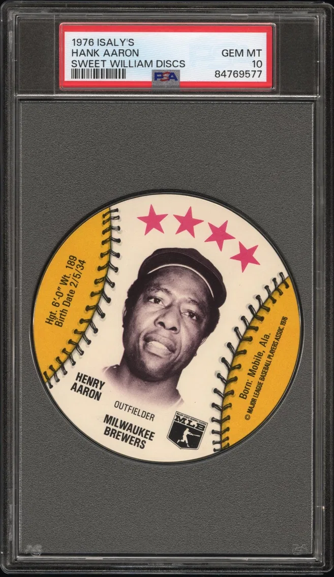 1976 #NA Hank Aaron PSA 10 Isaly's Sweet William Disc