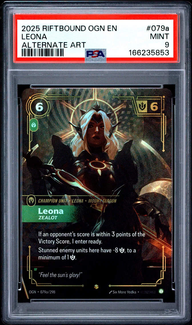 2025 #079a Leona - Zealot PSA 9 Riftbound: League of Legends Ogn-Origins