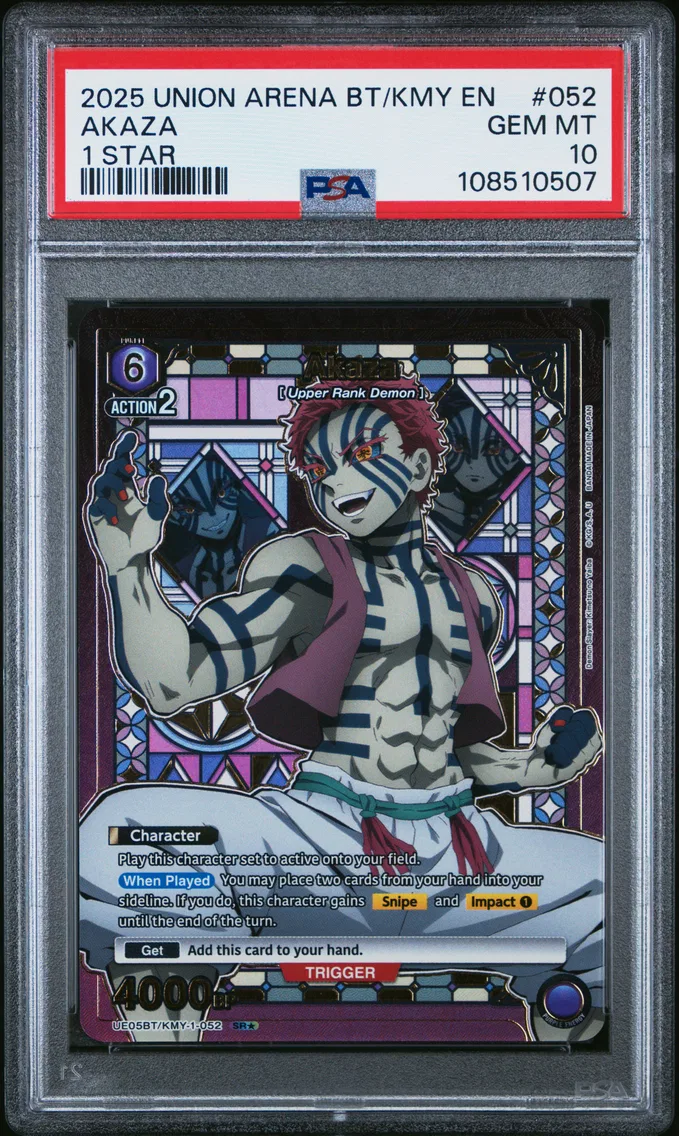 2025 #052 Akaza PSA 10 Union Arena Ue05bt/Kmy Demon Slayer