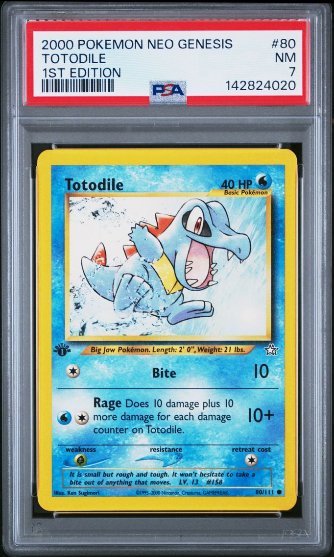 2000 #80 Totodile PSA 7 Neo Genesis 1st Edition