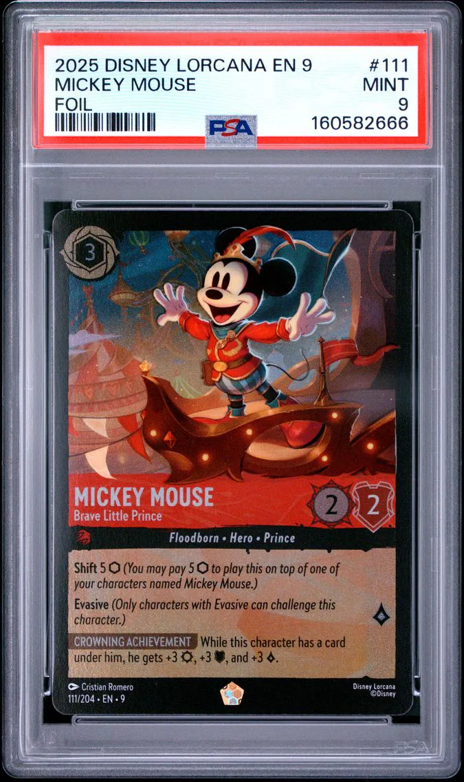 2025 #111 Mickey Mouse - Brave Little Prince PSA 9 Disney Lorcana EN 9-Fabled