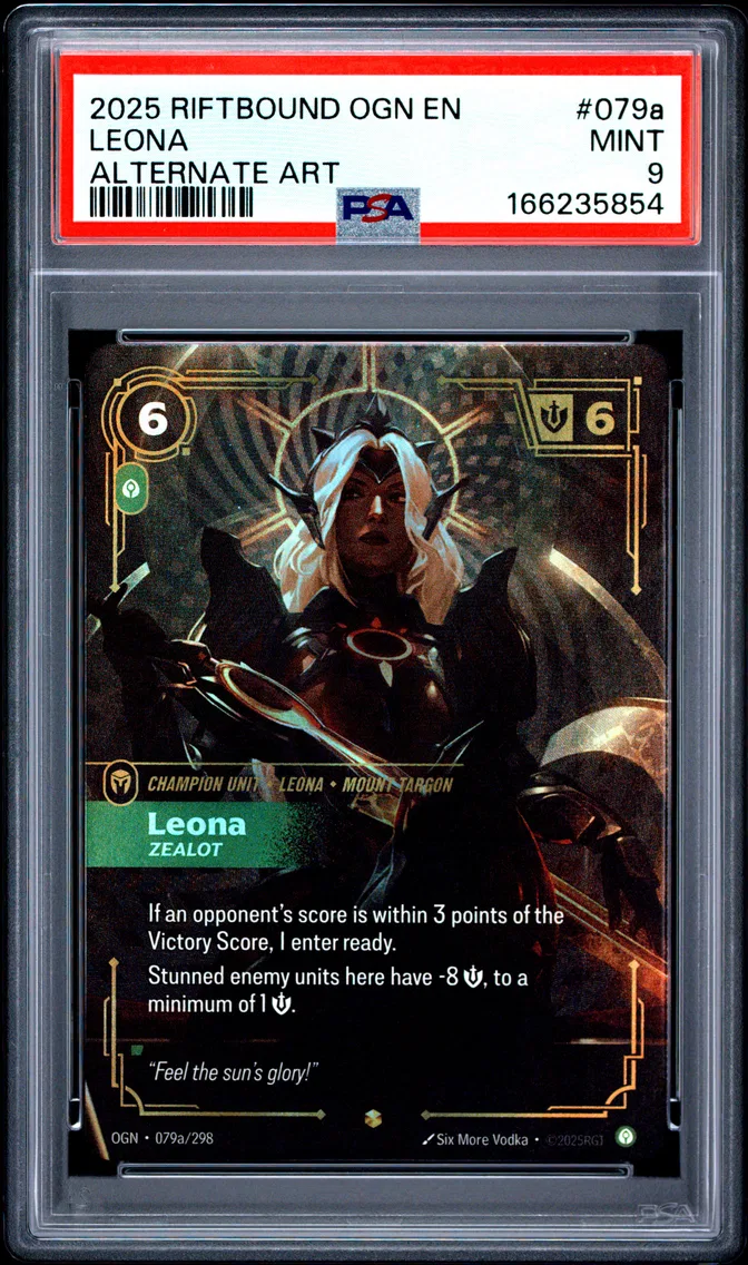 2025 #079a Leona - Zealot PSA 9 Riftbound: League of Legends Ogn-Origins