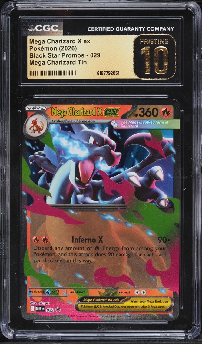 2026 #29 Mega Charizard X Ex CGC 10 Pokemon Mega Evolution Promo Tin