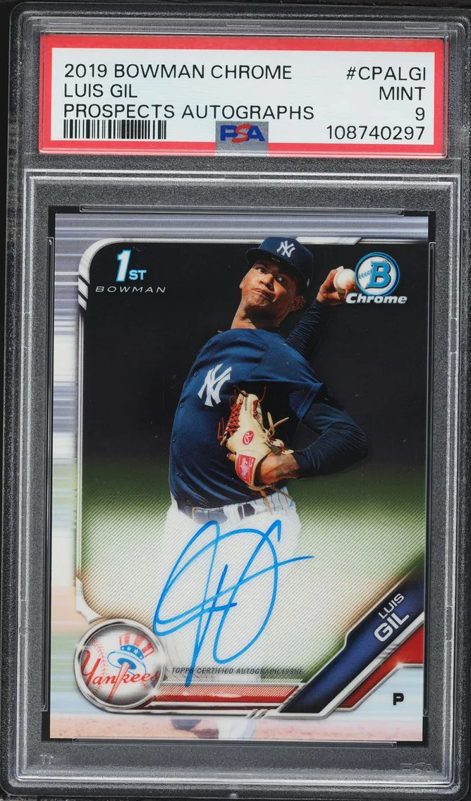 2019 #CPALGI Luis Gil PSA 9 Bowman Chrome Prospects Autographs Baseball