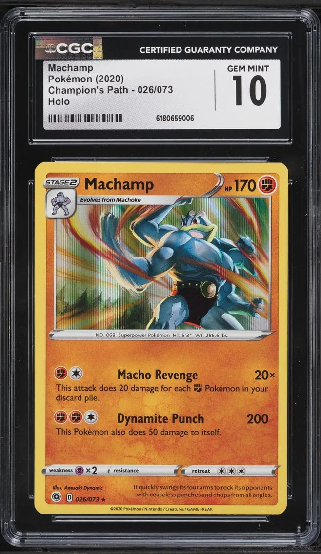 2020 Pokemon Sword & Shield Champion's Path Holo Machamp #26 CGC 10 GEM MINT