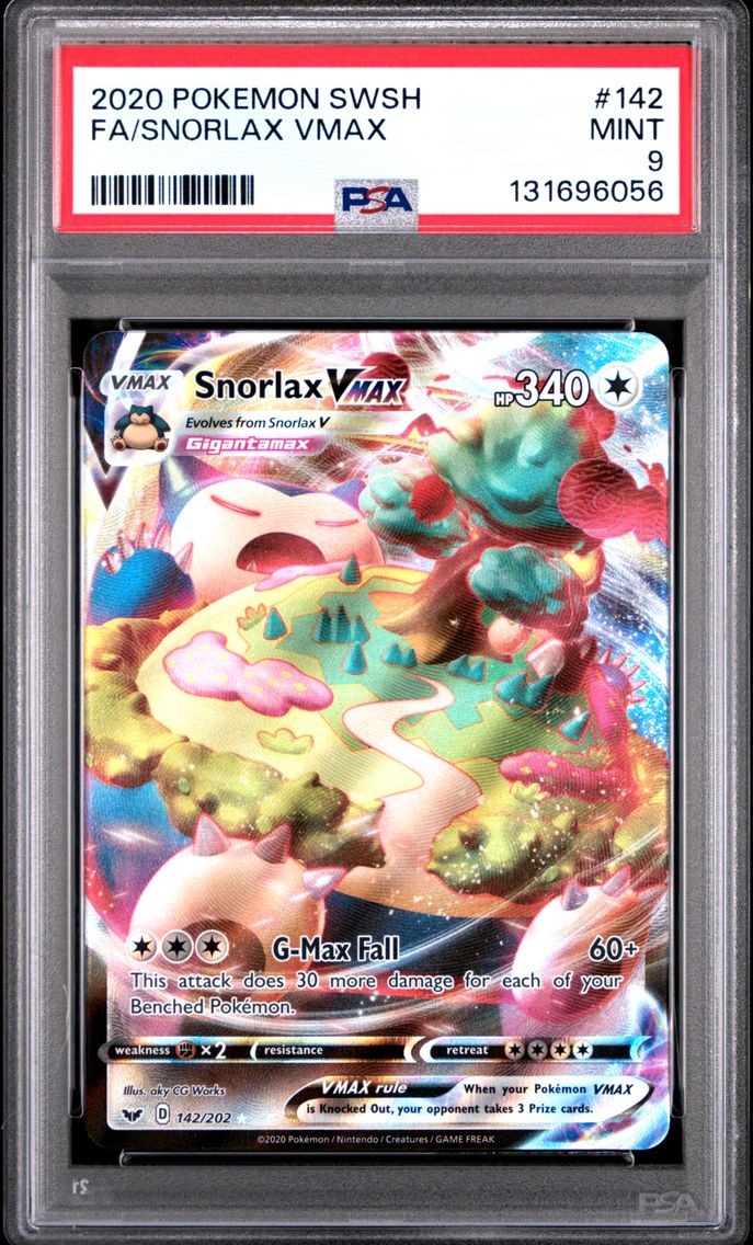 2020 #142 Full Art/Snorlax Vmax PSA 9 Sword & Shield Pokemon