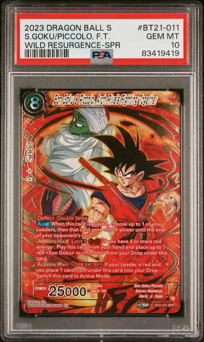 2023 #BT21-011 Son Goku & Piccolo, Arch-Rivals Fighting Together PSA 10 Dragon Ball Super Card Game Series 21 Wild Resurgence