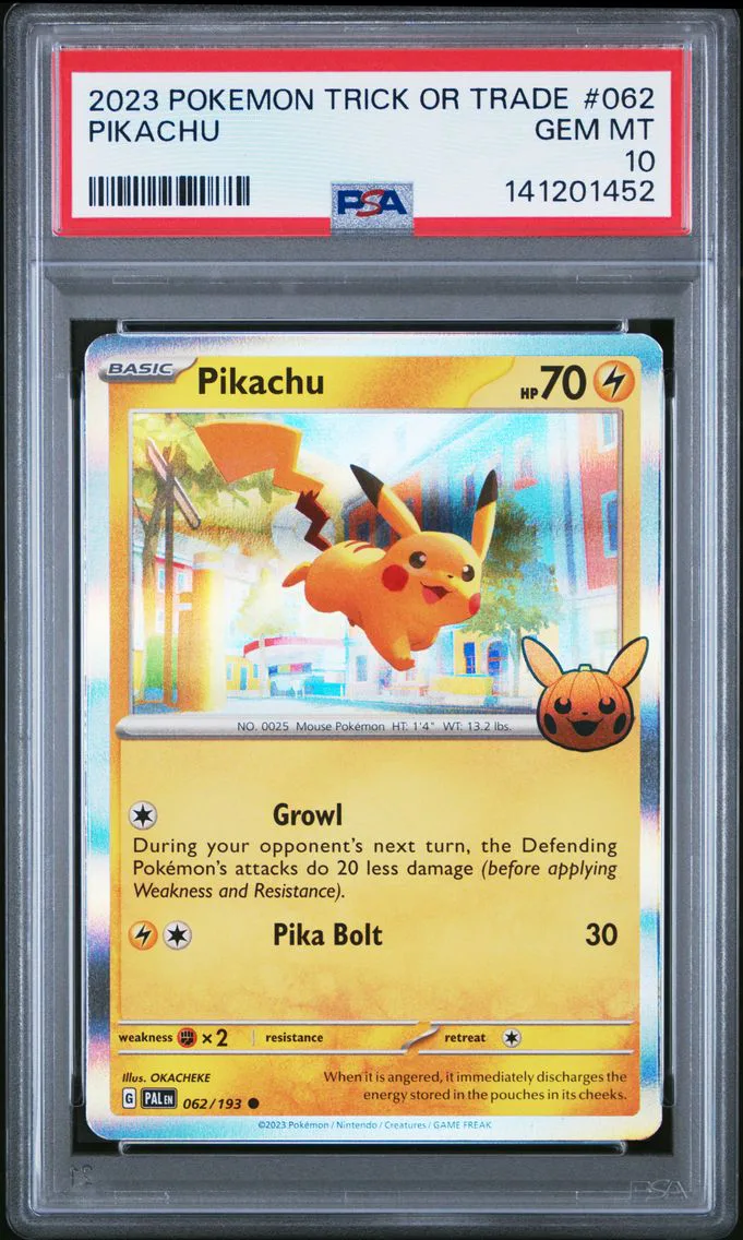 2023 #062 Pikachu PSA 10 Trick or Trade Pokemon