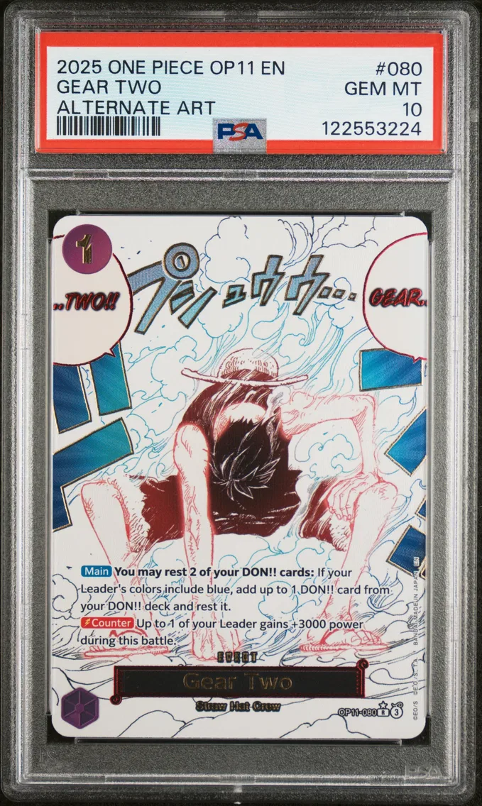 2025 #080 Gear Two PSA 10 One Piece OP11-A Fist of Divine Speed