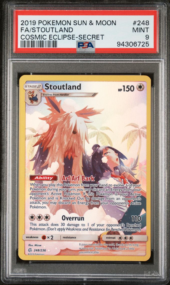 2019 #248 Full Art/Stoutland PSA 9 Sun & Moon Cosmic Eclipse