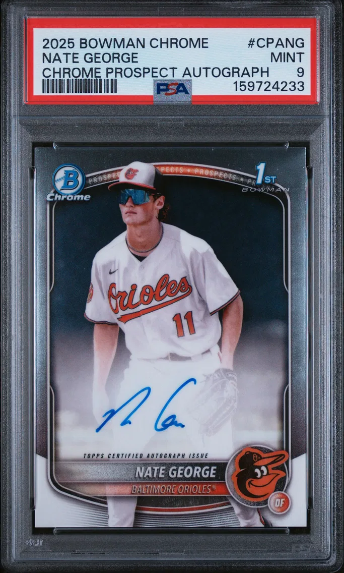 2025 #CPANG Nate George PSA 9 Bowman Chrome Prospect Autographs