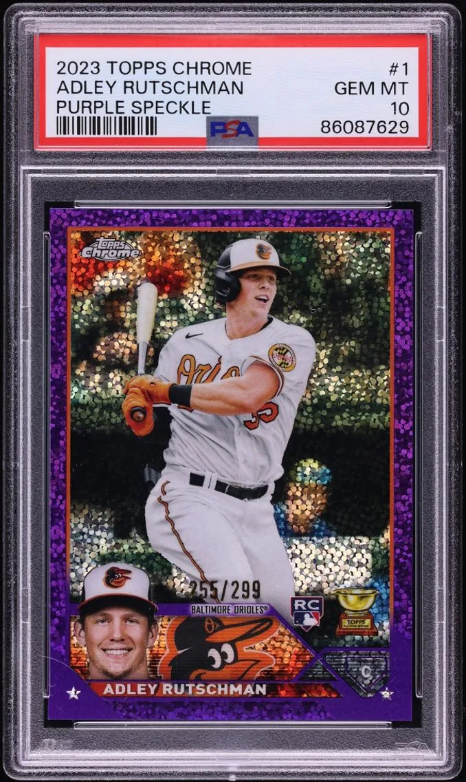 2023 Adley Rutschman PSA 10 Topps Chrome Purple Speckle Refractor ROOKIE /299