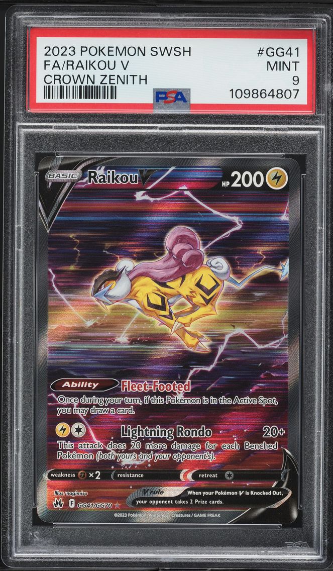 2023 #GG41 Full Art/Raikou V PSA 9 Sword and Shield Crown Zenith Pokemon