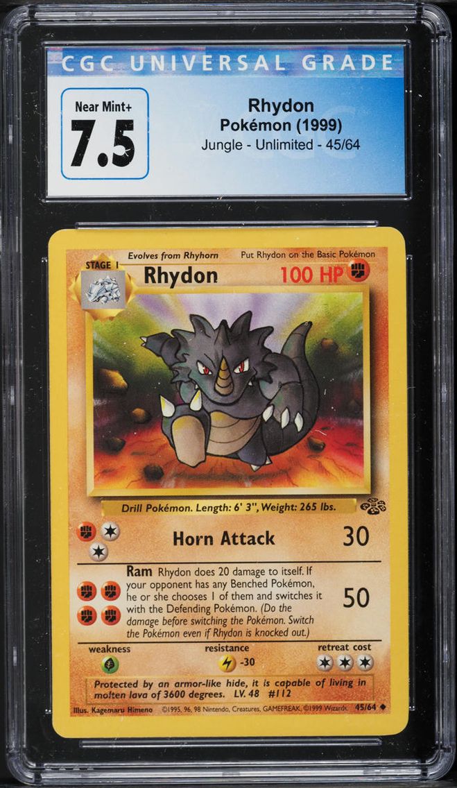 1999 Pokemon Jungle Rhydon #45 CGC 7.5 NRMT+