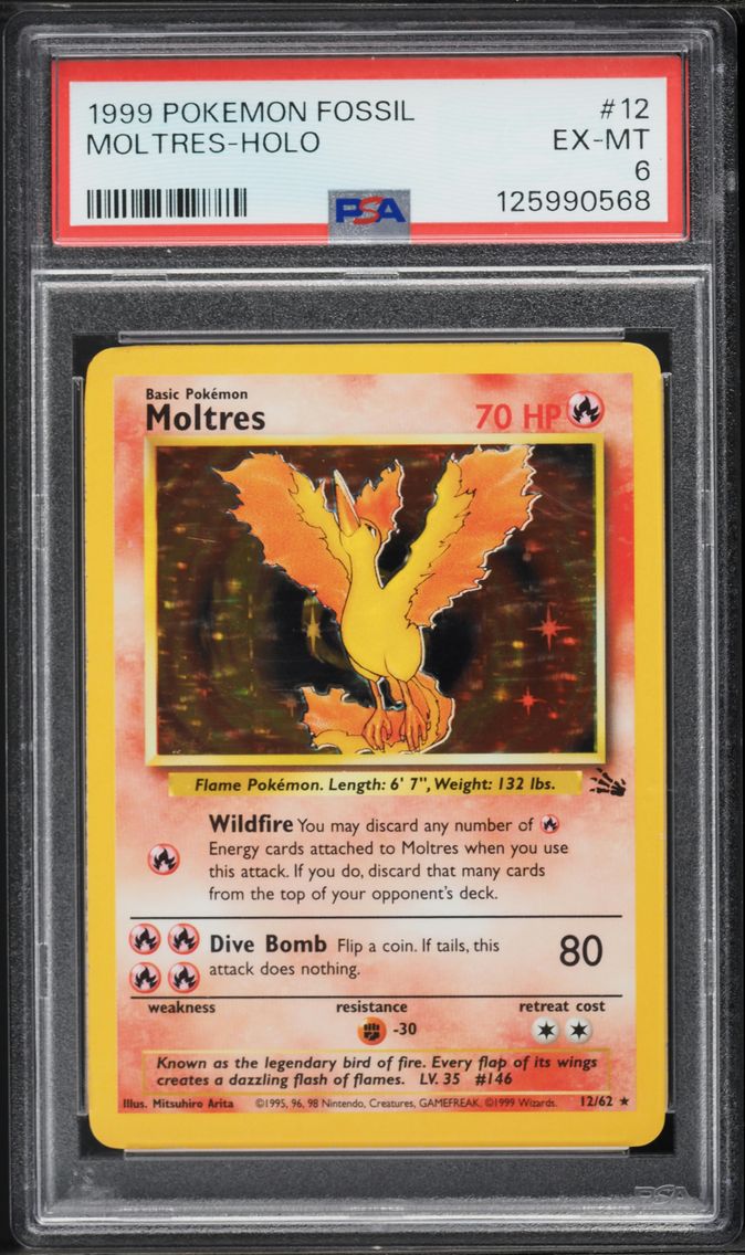 1999 #12 Moltres-Holo PSA 6 Fossil Pokemon