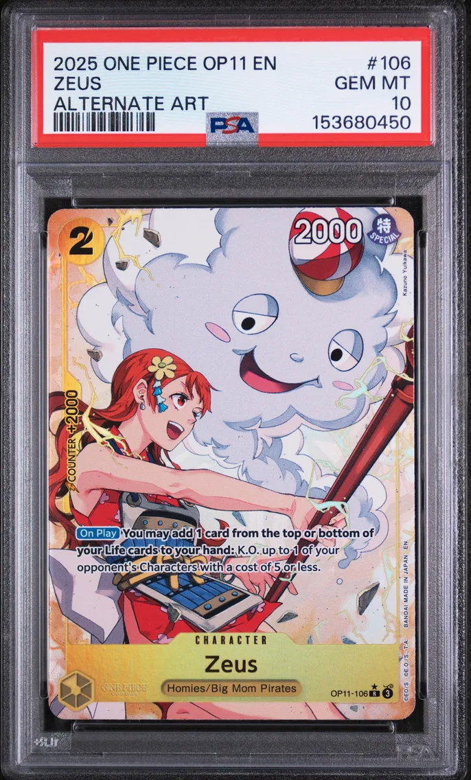 2025 #106 Zeus PSA 10 One Piece OP11-A Fist of Divine Speed