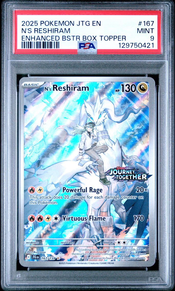 2025 #167 N's Reshiram PSA 9 Jtg EN-Journey Together Pokemon