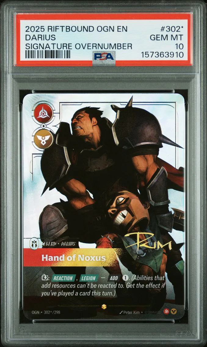 2025 #302* Darius - Hand of Noxus PSA 10 Riftbound: League of Legends Ogn-Origins