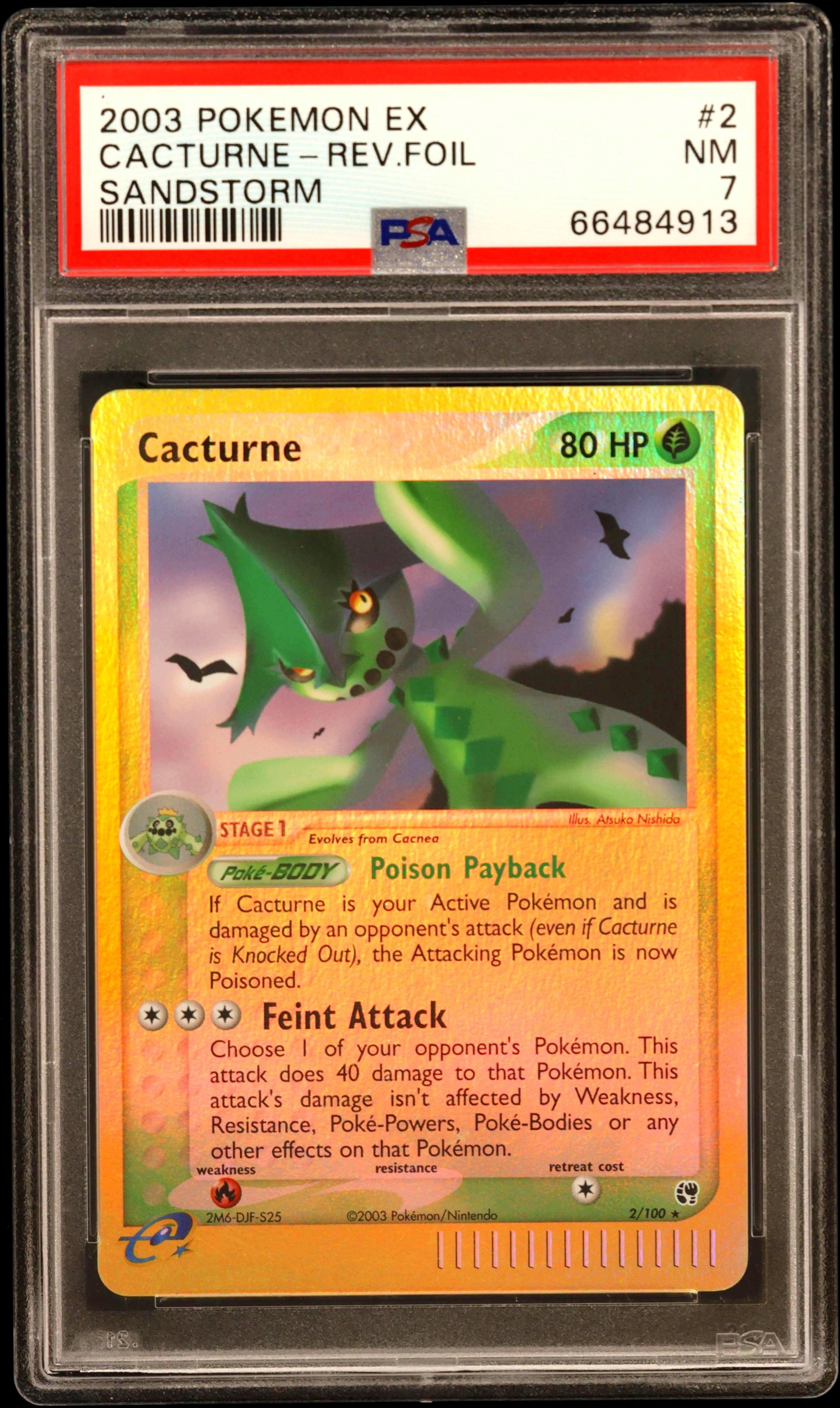 2003 #2 Cacturne-Reverse Foil PSA 7 Ex Sandstorm