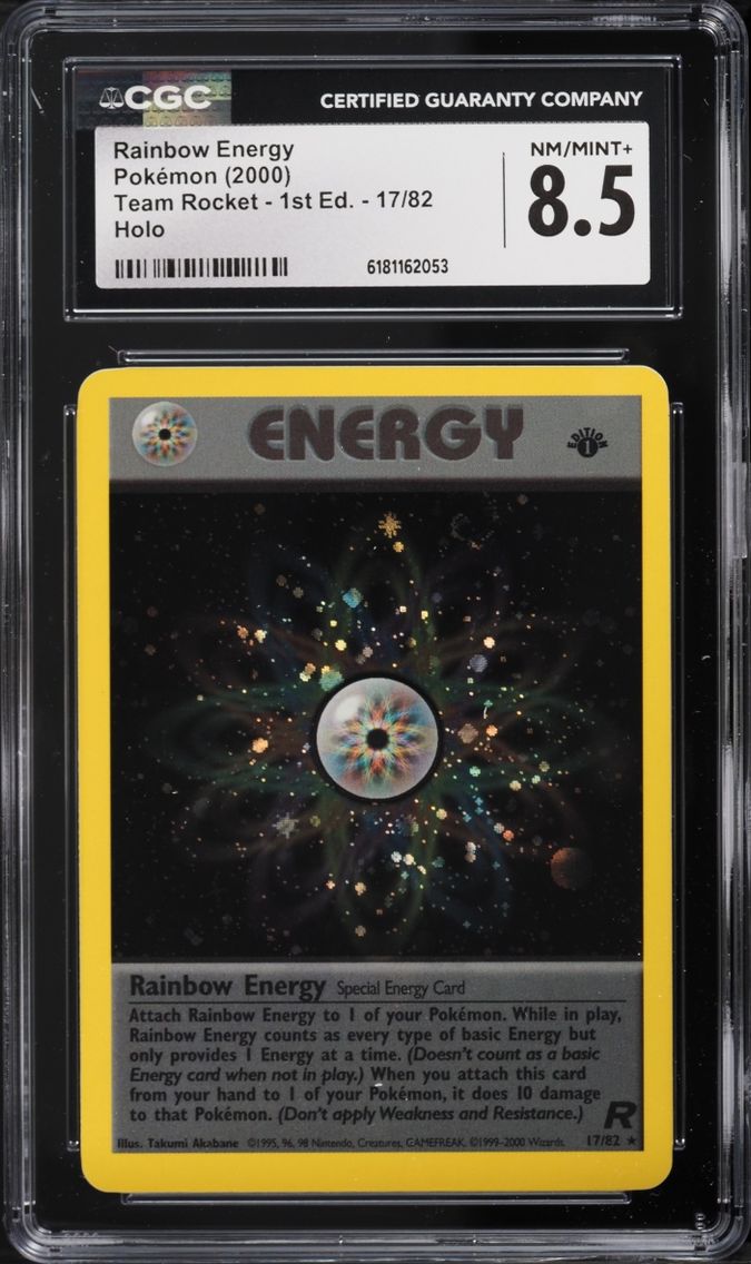 2000 Pokemon Team Rocket 1st Edition Holo Rainbow Energy #17 CGC 8.5 NM-MT+