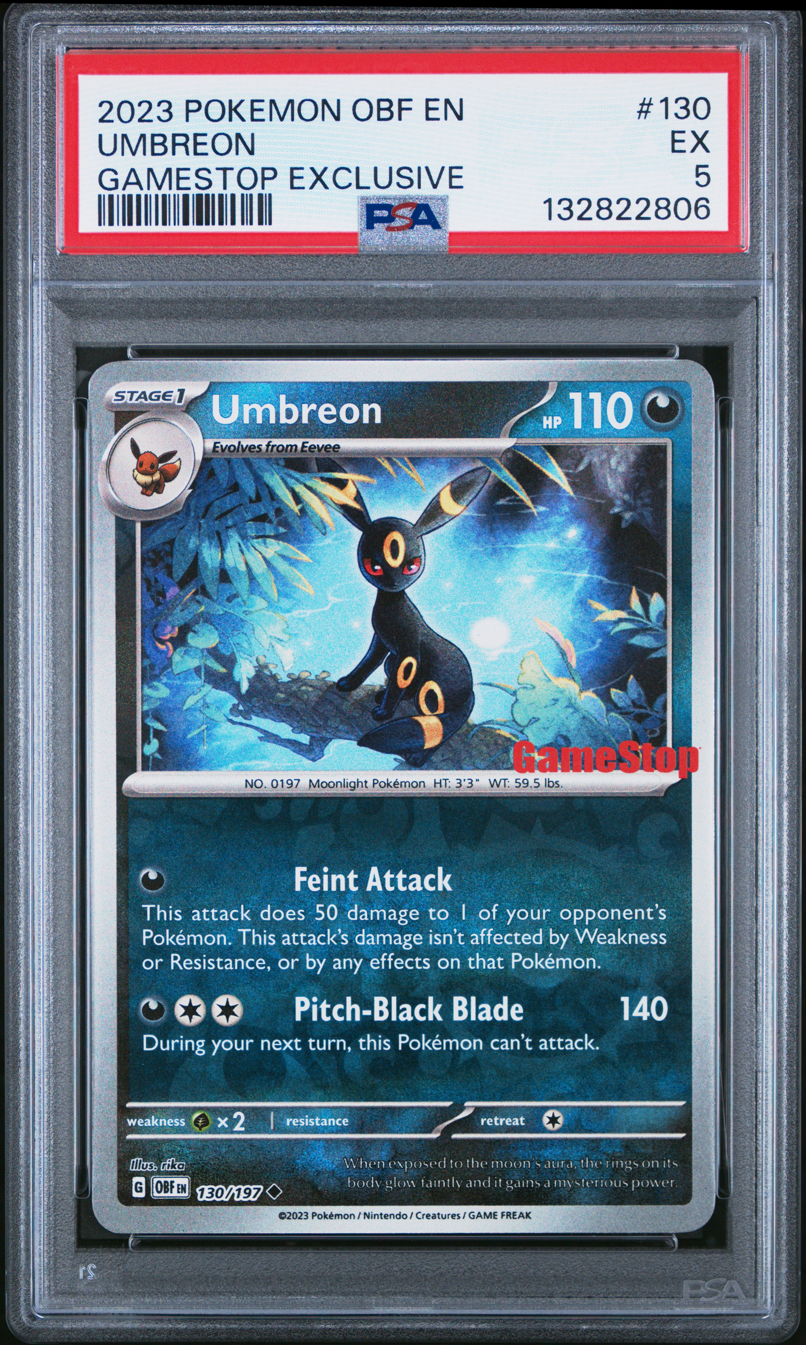 2023 #130 Umbreon PSA 5 Obf En-Obsidian Flames