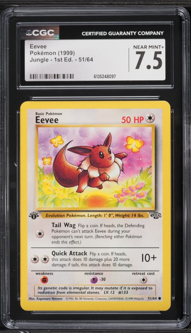 1999 Pokemon Jungle 1st Edition Eevee #51 CGC 7.5 NRMT+